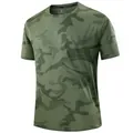 Camiseta de camuflaje de manga corta para hombre, secado rápido para deportes de exterior - S / Tops / Verde Militar