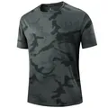 Camiseta deportiva de manga corta de secado rápido con camuflaje gris oscuro para hombre - S / Tops / Gris oscuro