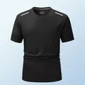 Schwarzes Herren Sport-T-Shirt schnelltrocknend mit reflektierenden Schulterstreifen - Schwarz