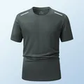 Dunkelgraues, schnelltrocknendes Sport-T-Shirt für Herren mit Reflexionsstreifen - Dunkelgrau