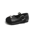 Schwarze Mary Jane Schuhe für Mädchen mit Leder- und Wildleder-Mix und Schleifenschnalle - Schwarz / Größe 21-25 Gemischt