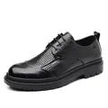 Klassische schwarze Herren Business-Casual Lederschuhe mit feinem Lochmuster Design - Schwarz Vier Jahreszeiten