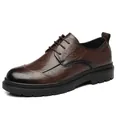 Brauner Herren-Business-Schuh aus Leder mit handgekratzter Textur und dicker Sohle - Braun