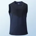 Professionelles dunkelblaues, schnelltrocknendes ärmelloses Sport-T-Shirt mit Streifen - S / Oberteile / Dunkelblau