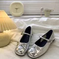 Elegante zilveren Mary Jane schoenen voor meisjes met strik en zachte rubberen zool - Zilver