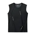 Premium men's black quick-dry sleeveless sports gym tank top with unique stitching design - XS / Tops / Black
