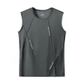 Men's dark grey quick-dry sports sleeveless tank top with Night Exercise print - XS / Tops / Dark Gray