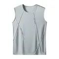 Premium light grey sleeveless quick-dry sports vest with Night Exercise print design - Light Gray