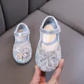 Chaussures Mary Jane princesse argentées pour filles avec détails en strass papillon - Argent
