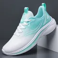Professional men's breathable mesh running sneakers in stylish mint green and white - White Blue
