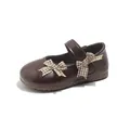 Elegante dunkelbraune Mädchen Mary Jane Schuhe mit stilvollen karierten Schleifen - Braun / Größe 21-25 Gemischt