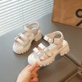Sandales romaines blanches à semelles compensées avec brides à boucles réglables - Blanc Cassé