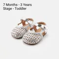 Stilvolle silberne geflochtene Kleinkindersandalen mit weicher Sohle und atmungsaktivem Design - Silber