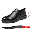 Chaussures de ville en cuir noir pour hommes avec rehausse de 6 cm et semelles extra - 37 / 6cm Augmentation de la Taille Style Ajouré (2024-1) / Noir