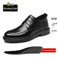 Chaussures habillées en cuir noir pour hommes avec une élévation cachée de 8 cm - 37 / 8cm Augmentation Style Ajouré (2024-8-1) / Noir