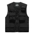 Men's lightweight multi-pocket utility vest for outdoor breathable casual wear - S / Tops / Black