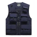 Men's navy blue multi-pocket utility vest for outdoor activities, fishing and travel - S / Tops / Navy Blue