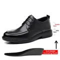 Chaussures de ville en cuir noir pour hommes avec talonnettes de 8 cm pour plus de taille. - 37 / Style rehaussant de 8 cm / Noir
