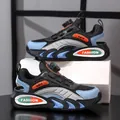 Breathable summer kids mesh sports shoes with rotary dial lace system in blue and black - 28 / Black Blue