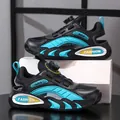Modern breathable children's sports mesh shoes with rotary buckle in black and cyan colors. - 28 / Black Green