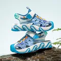Durable children's blue and white closed-toe sports sandals featuring breathable mesh - 26 / Blue