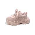 Sneaker chunky rosa traspiranti per bambini con suola morbida e chiusura in velcro - Rosa
