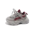 Scarpe sportive traspiranti per bambini grigie e rosse con suola morbida e spessa - Grigio