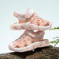Pink children's sports sandals with breathable mesh and closed toe design. - 26 / Pink