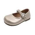 Eleganti scarpe Mary Jane oro champagne per bambine con una fibbia di strass lucida - Champagne