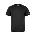 Vista frontal de camiseta deportiva negra para hombre con malla transpirable y cuello - Negro