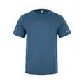 Detalle de camiseta deportiva azul que muestra tejido transpirable y etiqueta de talla 4XL - Azul Denim
