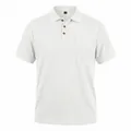 Détail d'un polo blanc en maille gaufrée pour homme avec poche poitrine et boutons. - S / Blanc