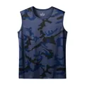 Professional men's blue camouflage quick-dry sports tank top for running and gym workout - Dark Blue