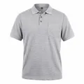 Vue détaillée d'un polo gris en maille gaufrée avec texture et poche poitrine - S / Gris clair