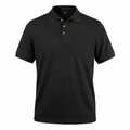 Détail d'un polo noir en maille gaufrée pour homme avec poche poitrine et boutons - S / Noir