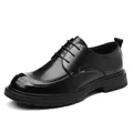 Klassische schwarze Herren-Business-Schnürschuhe mit dicker Sohle für formelle Anlässe - Schwarz Vier Jahreszeiten