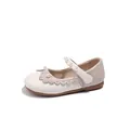 Elegante beige Mädchen Prinzessin Schuhe mit Perlenriemen und gewelltem Dekor - Größe 23-25 Set / Beige