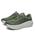 Dark green breathable carbon plate racing running shoes with thick white foam soles - Seaweed Green