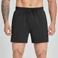 Men's black modal sports shorts with elastic drawstring waist for fitness and hiking - S / Bottoms / Black