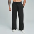 Men's black modal straight-leg breathable jogger pants for fitness and casual wear - Premium Black
