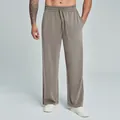 Men's Modal breathable straight-leg casual trousers in taupe grey color - Khaki