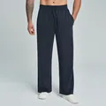 Soft men's navy blue modal straight-leg sports lounge pants for fitness and running - Navy Blue