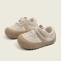 Scarpe primi passi traspiranti beige con suola morbida antiscivolo e velcro - Taglia 16 (Lunghezza Interna 11,5 cm) / Kaki