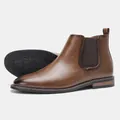 Bottines Chelsea classiques en cuir marron pour hommes avec vue de côté et semelle - 40 / Brun Dégradé (KD315) / Dégradé Marron