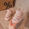 Pink girl's Roman sandals with flower accents, ideal for summer beach princess style. - Size 26 (Inner approx. 16.0CM) / Pink