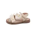 Elegant beige toddler girl princess sandals with delicate mesh bow decoration for summer - Beige