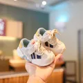 Ademende crème baby loopschoenen met mesh en een zachte zool voor de lente/zomer - Beige Blauw