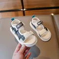 Schwarz-weiße Jungen-Sportsandalen mit rutschfester Sohle für den Sommer am Strand - Gebrochenes Weiß