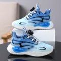 Boys blue sports shoes featuring a convenient rotary buckle dial closure system. - Sky Blue