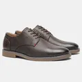 Dettaglio laterale di scarpe casual da uomo in pelle marrone vintage con stringhe - 7 / KD4192 (Marrone Scuro Vintage)